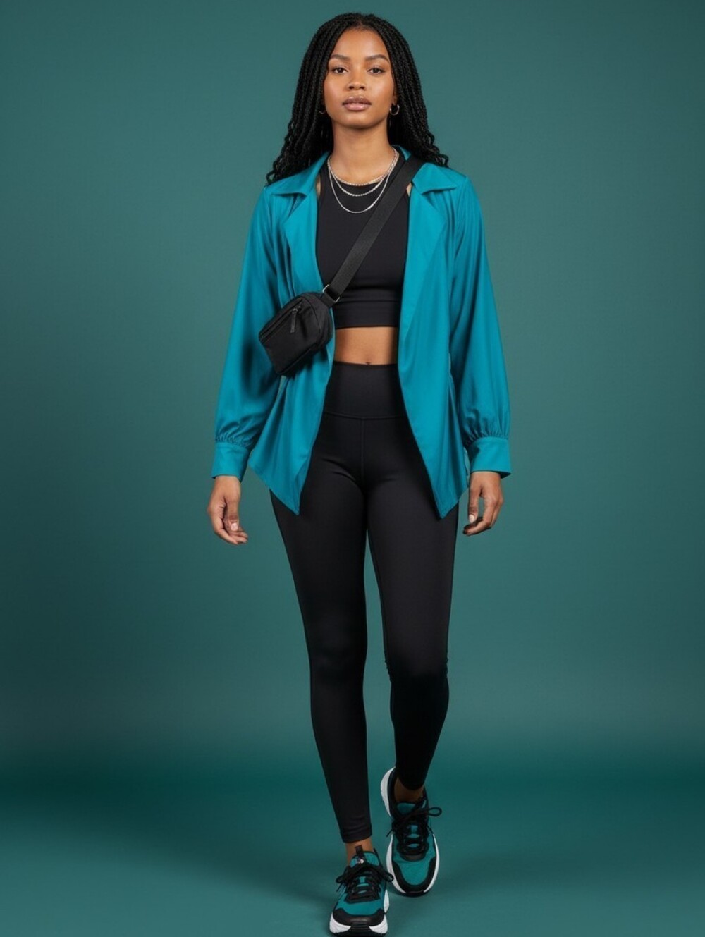 NWT Divino Seas Teal Parl Ruched Long Sleeve Cover-Up Blouse